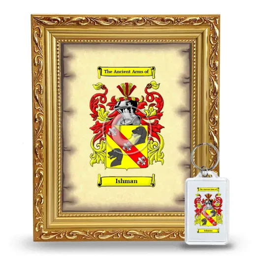 Ishman Framed Coat of Arms and Keychain - Gold
