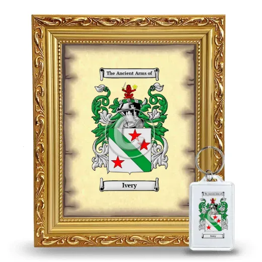 Ivery Framed Coat of Arms and Keychain - Gold