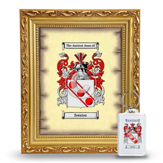 Ivester Framed Coat of Arms and Keychain - Gold