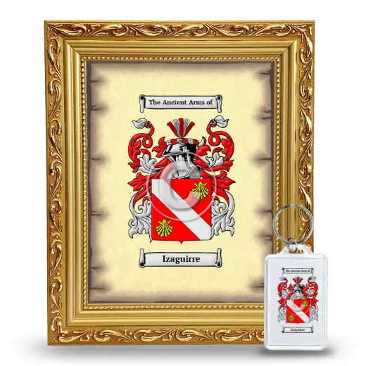 Izaguirre Framed Coat of Arms and Keychain - Gold