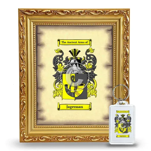 Jagerman Framed Coat of Arms and Keychain - Gold