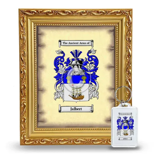 Jalbert Framed Coat of Arms and Keychain - Gold