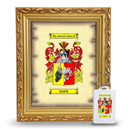 Janick Framed Coat of Arms and Keychain - Gold