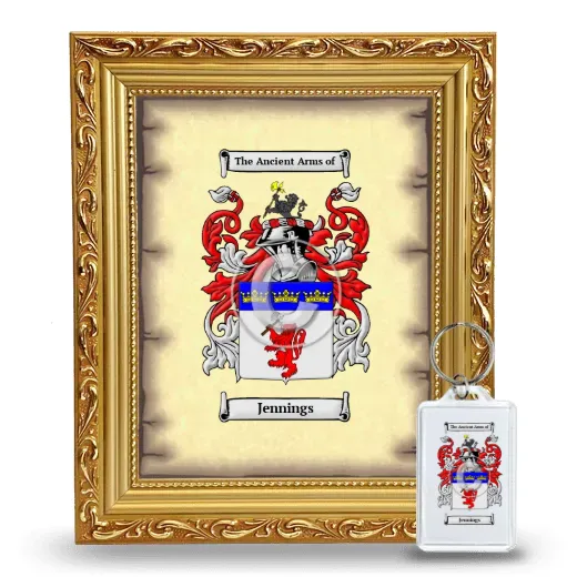 Jennings Framed Coat of Arms and Keychain - Gold