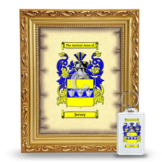 Jervey Framed Coat of Arms and Keychain - Gold