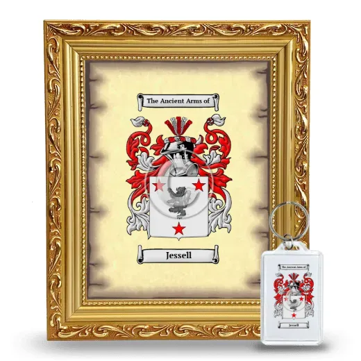 Jessell Framed Coat of Arms and Keychain - Gold