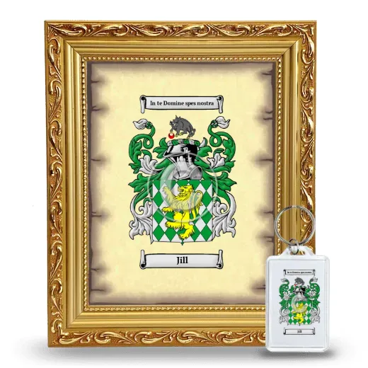 Jill Framed Coat of Arms and Keychain - Gold