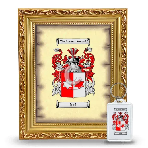 Joel Framed Coat of Arms and Keychain - Gold