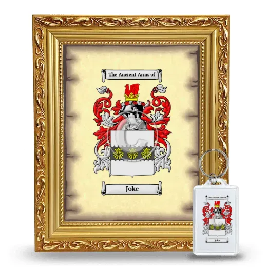Joke Framed Coat of Arms and Keychain - Gold