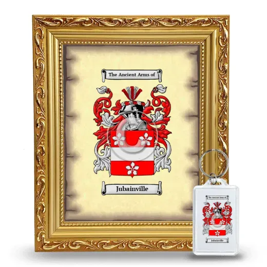Jubainville Framed Coat of Arms and Keychain - Gold