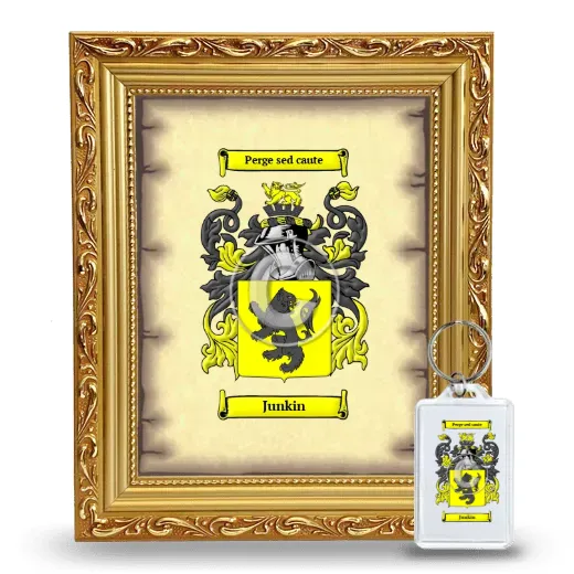 Junkin Framed Coat of Arms and Keychain - Gold