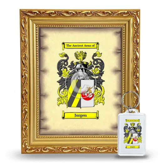 Jurgen Framed Coat of Arms and Keychain - Gold