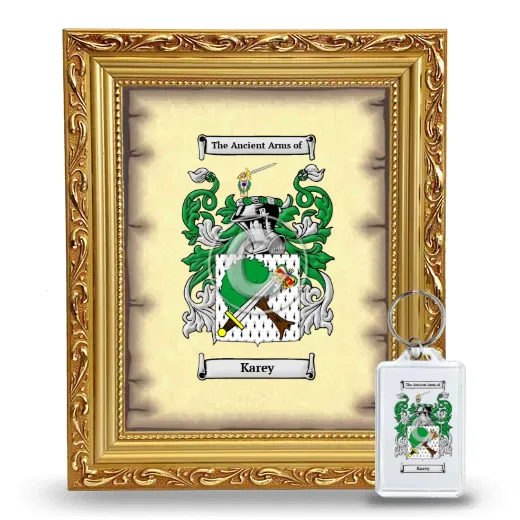 Karey Framed Coat of Arms and Keychain - Gold