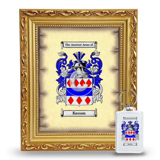 Kasson Framed Coat of Arms and Keychain - Gold