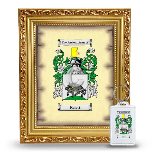 Kelett Framed Coat of Arms and Keychain - Gold