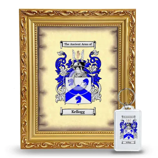 Kellogg Framed Coat of Arms and Keychain - Gold