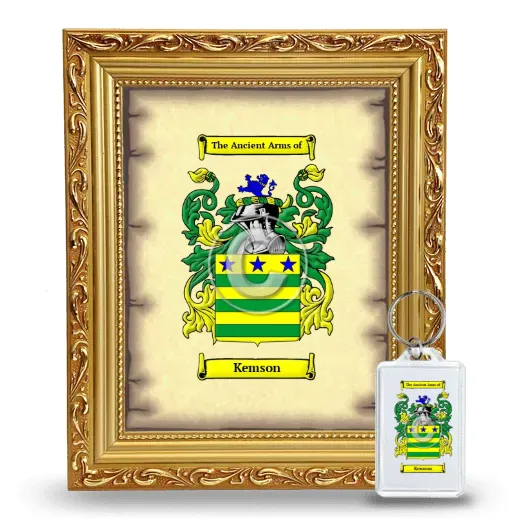 Kemson Framed Coat of Arms and Keychain - Gold