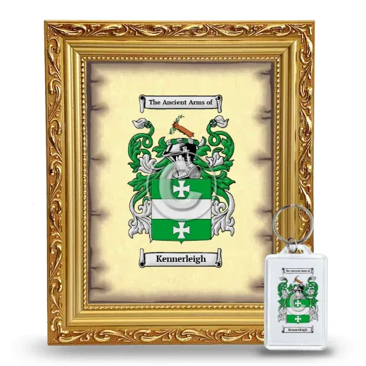 Kennerleigh Framed Coat of Arms and Keychain - Gold