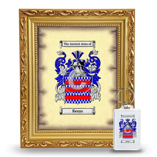 Kenys Framed Coat of Arms and Keychain - Gold