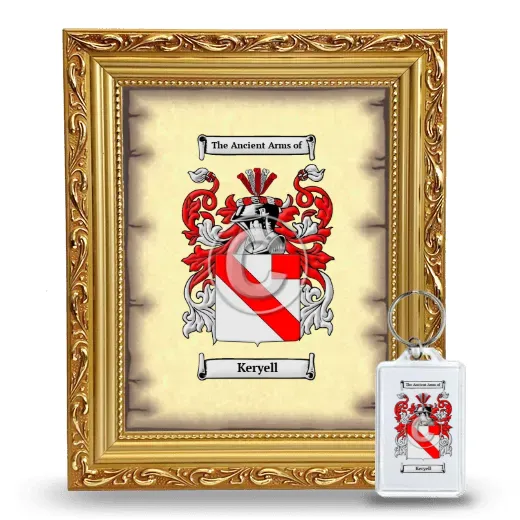 Keryell Framed Coat of Arms and Keychain - Gold