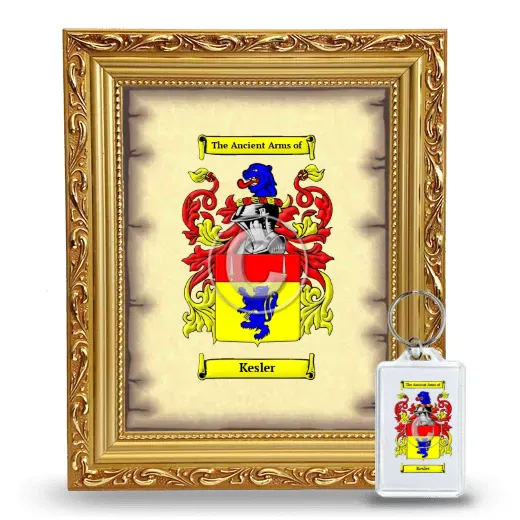 Kesler Framed Coat of Arms and Keychain - Gold
