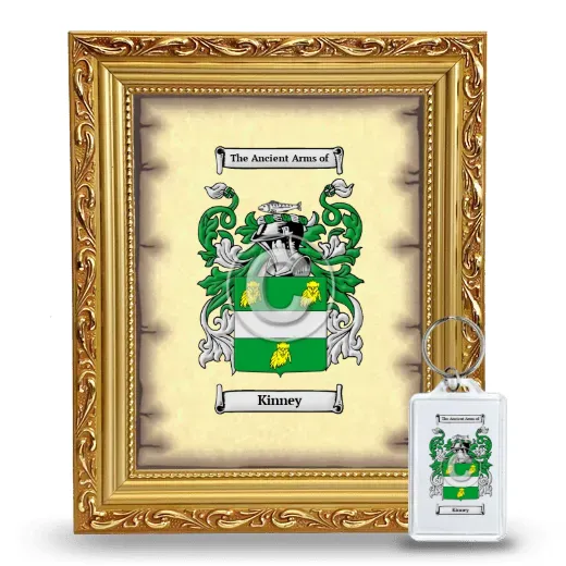 Kinney Framed Coat of Arms and Keychain - Gold