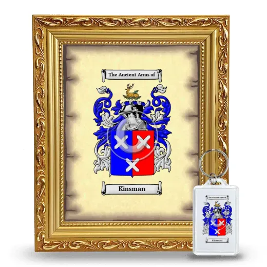 Kinsman Framed Coat of Arms and Keychain - Gold