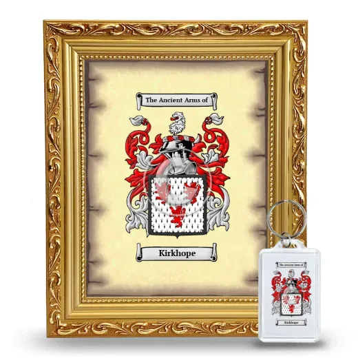 Kirkhope Framed Coat of Arms and Keychain - Gold