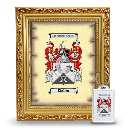 Kitchen Framed Coat of Arms and Keychain - Gold