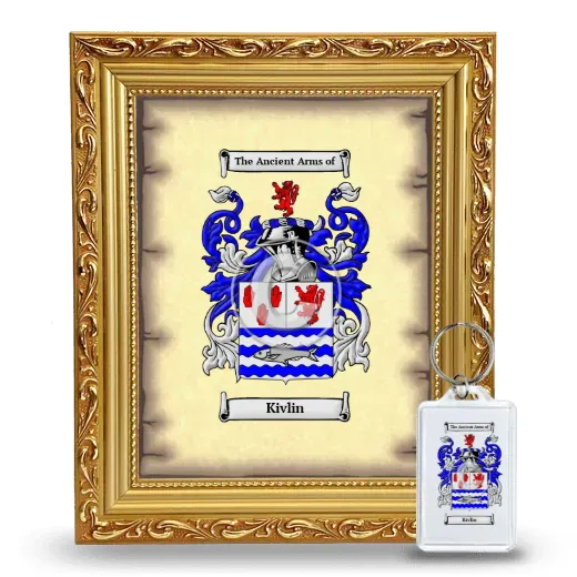 Kivlin Framed Coat of Arms and Keychain - Gold