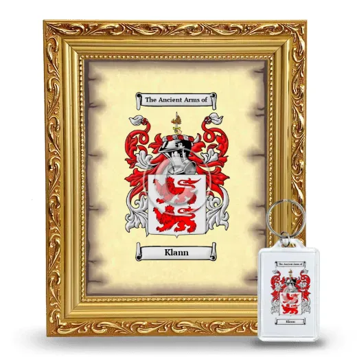 Klann Framed Coat of Arms and Keychain - Gold