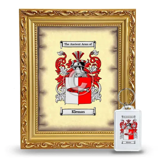 Klemas Framed Coat of Arms and Keychain - Gold