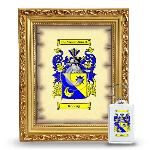 Koburg Framed Coat of Arms and Keychain - Gold