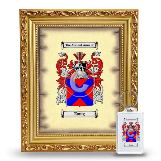 Konig Framed Coat of Arms and Keychain - Gold