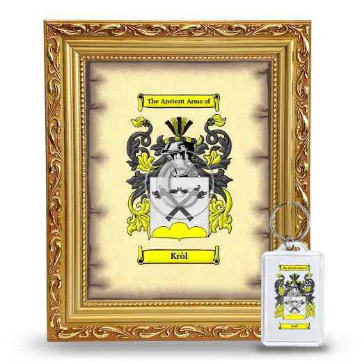 Kròl Framed Coat of Arms and Keychain - Gold