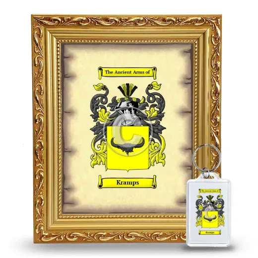 Kramps Framed Coat of Arms and Keychain - Gold