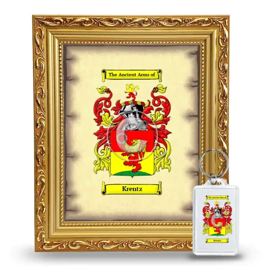 Krentz Framed Coat of Arms and Keychain - Gold