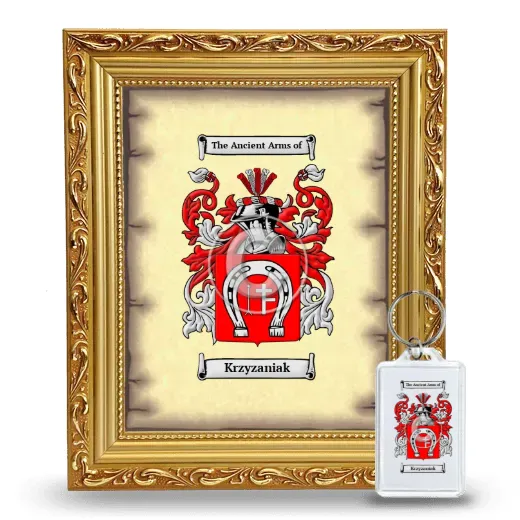 Krzyzaniak Framed Coat of Arms and Keychain - Gold
