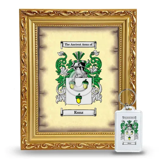 Kunz Framed Coat of Arms and Keychain - Gold