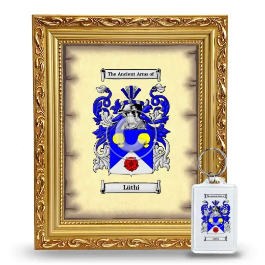 Lüthi Framed Coat of Arms and Keychain - Gold