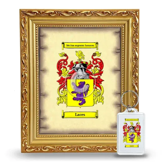 Laces Framed Coat of Arms and Keychain - Gold