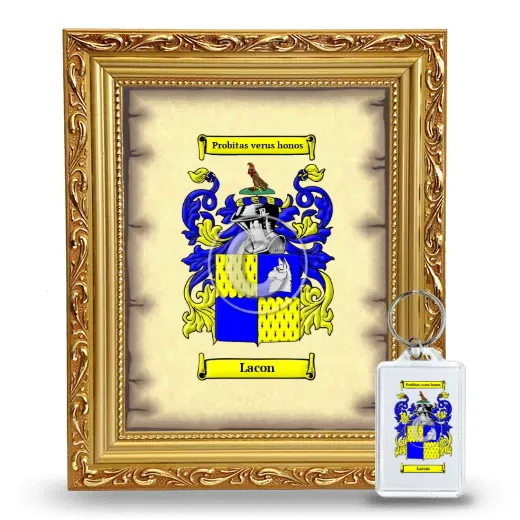 Lacon Framed Coat of Arms and Keychain - Gold