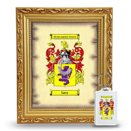 Lacy Framed Coat of Arms and Keychain - Gold