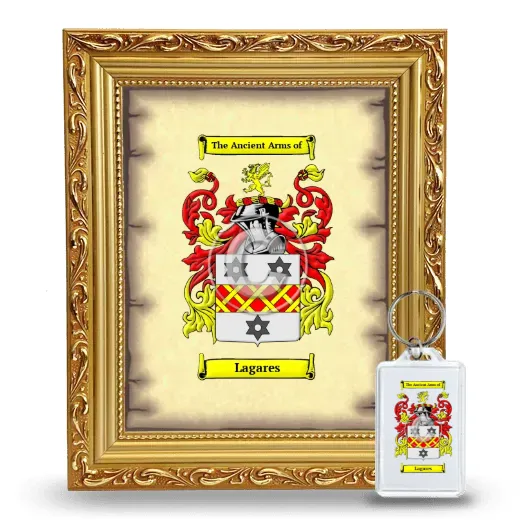 Lagares Framed Coat of Arms and Keychain - Gold