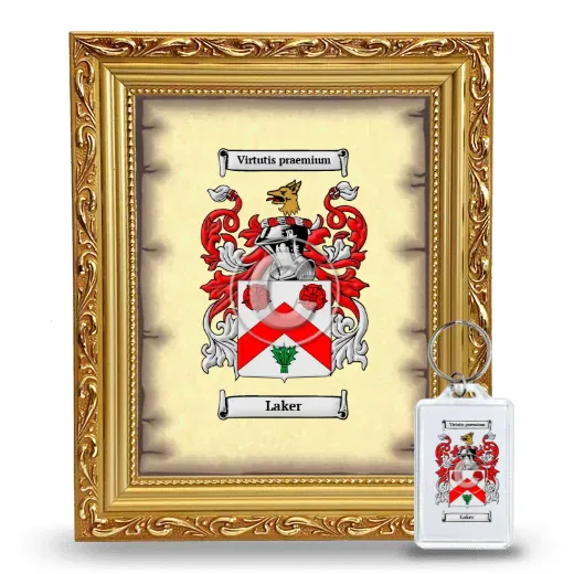 Laker Framed Coat of Arms and Keychain - Gold