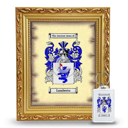 Lamberto Framed Coat of Arms and Keychain - Gold