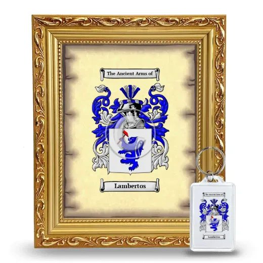 Lambertos Framed Coat of Arms and Keychain - Gold