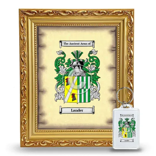 Lander Framed Coat of Arms and Keychain - Gold
