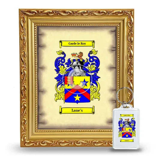 Lane's Framed Coat of Arms and Keychain - Gold