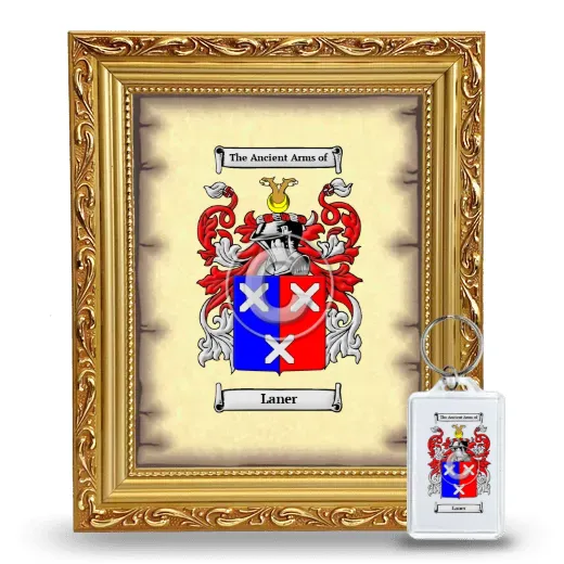 Laner Framed Coat of Arms and Keychain - Gold